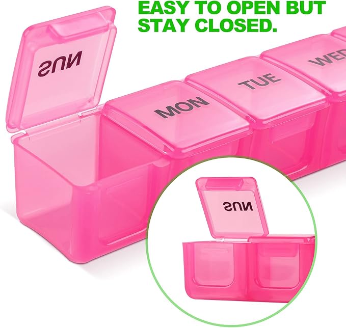 Pill Organizer 7-Day Weekly Pill Organizer | Portable Medicine, Daily Pill Cases for Pills/Vitamin/Fish Oil/Supplements