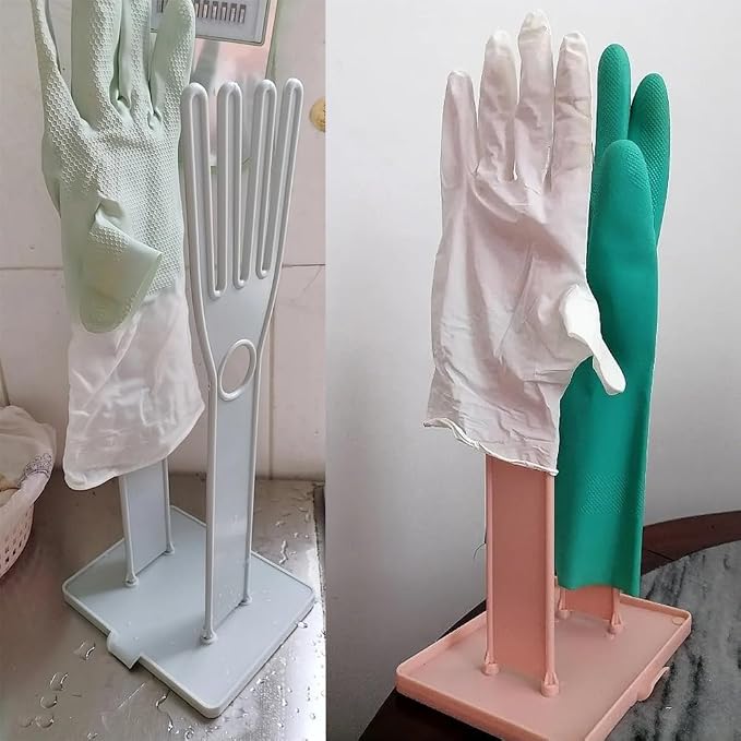 2 Pack Household Gloves Holder Rack Organizer Household Cleaning Glove Drying Rack for Rubber Kitchen Dishwashing Gloves Reusable Pet Grooming Brush with Long Sleeve Waterproof Glove