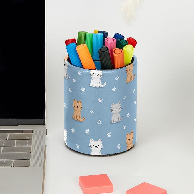 Cute Cat Pen Holder, Pencil Cup Marker Brush Holder Desk Storage Case, Desktop Organizer for School Office Home Supplies