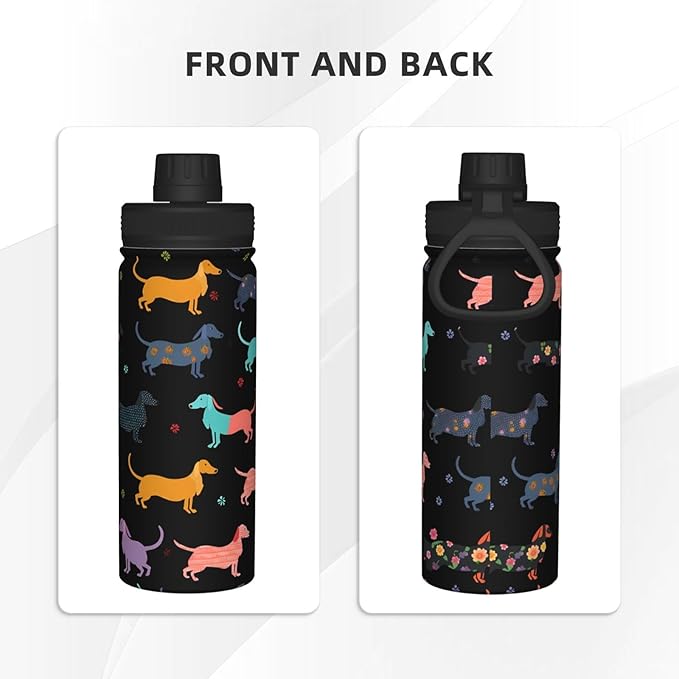 Dachshund Puppy Dog Water Bottle,18oz Sports Insulated Kettle for Cycling Gym Basketball Outdoor,Suitable as a Present