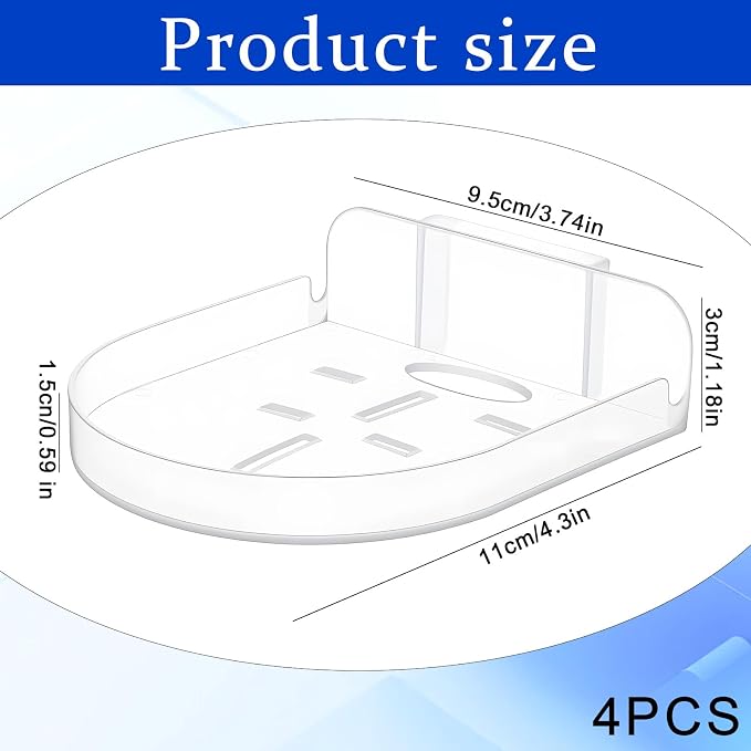 4 Pack Adhesive Security Camera Wall Mount, Universal Transparent Monitor Wall Mount Brackets with Cable Clips Versatile Surveillance Holder Self Adhesive Small Walls Shelf for Bedroom Kitchen Living