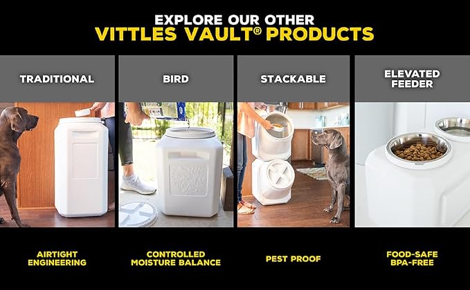 Vittles Vault Vittles Vault Pawprint Food Storage Container + Scoop, 25lbs | BPA Free Plastic, Sealed Airtight for Kibble, Bird Seed, Oatmeal and More; Includes Scoop, Made in USA