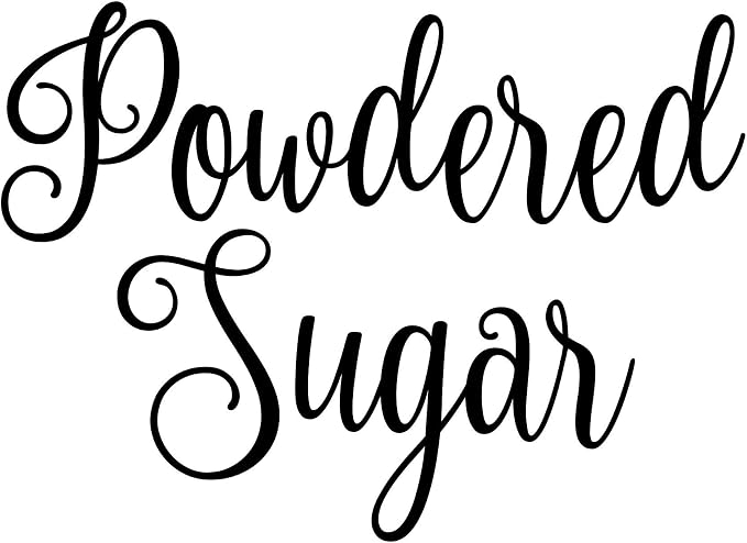 Powdered Sugar 5.5w x 4h Label | Kitchen Pantry Organization | Die Cut Vinyl Decal | Black Fancy Font (Sticker Only)