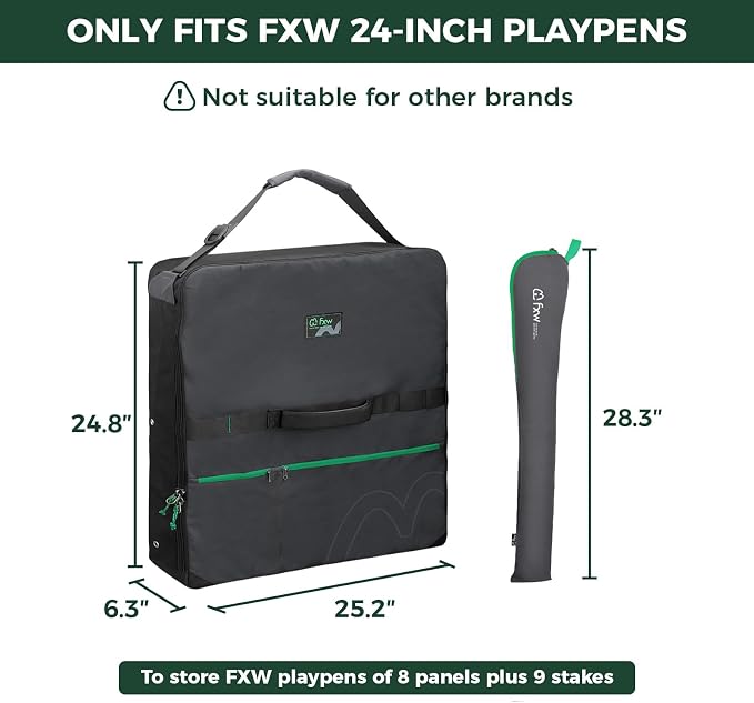 FXW Dog Playpen Storage Bag, Designed for RV Trips, Black, 1 Pack | Fits FXW Pens Only(24" H 8 Panels & 9 Stakes), Comfortable Carry, Neat Storage, Wear-Resistant, Patented