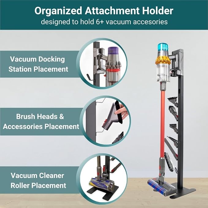 Vacuum Stand for DYS,Storage Stand Docking Station Holder,Compatible with DYS V15 V11 V10 V8 V7 V6 Cordless Vacuum Cleaners Accessories,Stable Metal Bracket Organizer Rack (Black, 6 Racks)