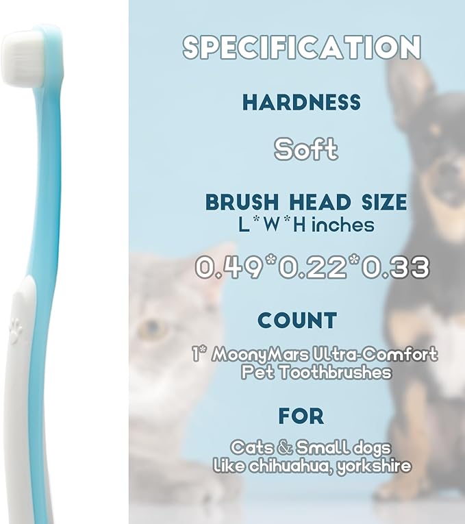 Small Dog Toothbrush, Cat & Puppy Tooth Brushing Kit, Ultra Soft & Mini Head Teeth Brush for Kitten & Tiny Pet, Doggy Toothbrushes Deep Dental Cleaning, 1 PCS - Pink Color