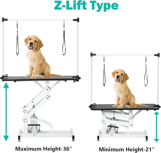 Hydraulic Pet Dog Grooming Table for Large Dogs, Heavy Duty Grooming Table with Adjustable Arm Noose, Maximum Capacity Up to 330 lbs, 42.5''/Black