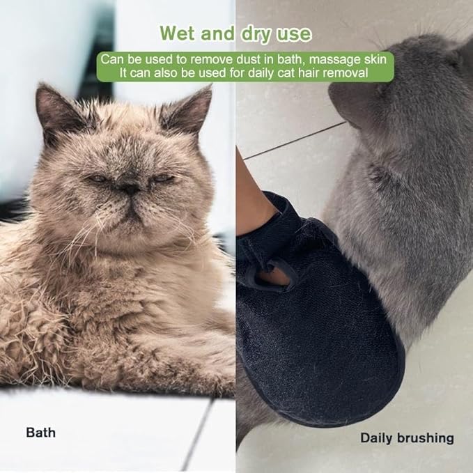 Pet Grooming Gloves for Dogs & Cats – Double Sided Deshedding Glove, Hair Remover & Massage Brush for Shedding Fur (Lavender)