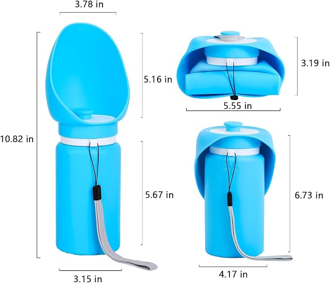 LINMENGSHUComplete 4Pcs Dog Outdoor Travel Set, Portable Leak-Proof Dog Water Dispenser, Pull-Type Poop Bag Holder Container with Refill Bags & Portable Carabiner for Walking Hiking