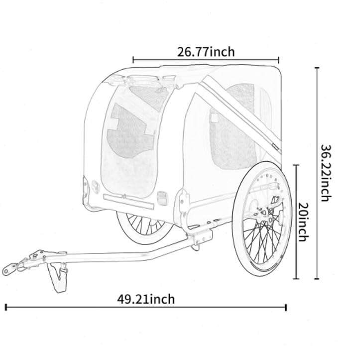 Large Folding Bike Trailer for Dogs – 66LB Capacity All-Terrain Pet Carrier, Durable Steel Frame for Cycling, Jogging, Camping & Outdoor Adventures