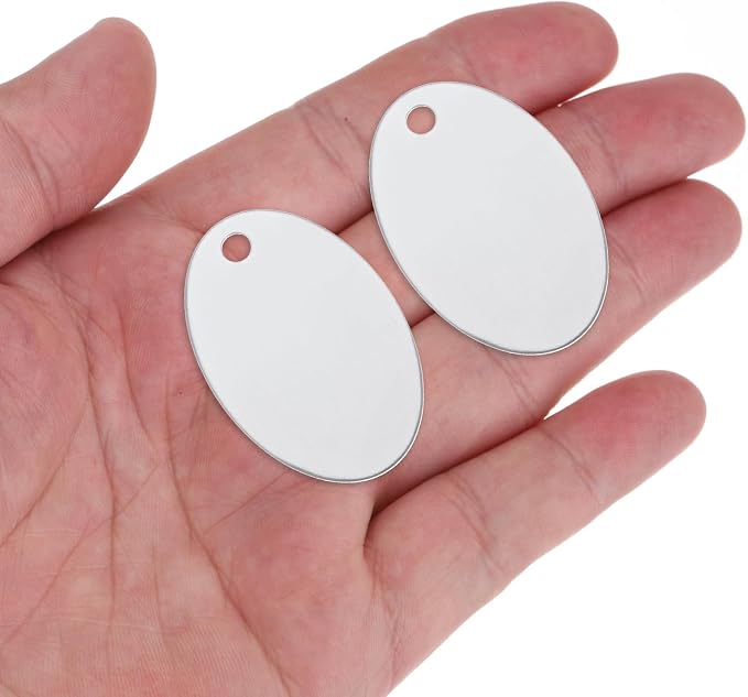 Rebower Aluminum Blank Tags Engraving Metal Stamping Blanks,[for Number Tag, Dog Tag,Pendant Decoration] - 1.5 x 1 Inch/Silver / 25 Pcs