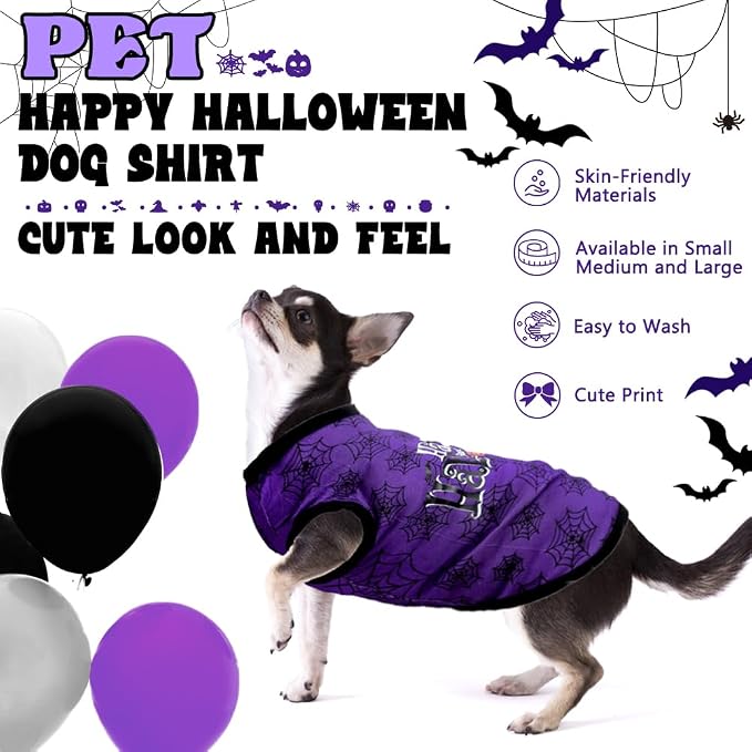 Halloween Shirt Soft Cotton Stretchy Lightweight Dog T-Shirts Sleeveless Vest Cat Costume Clothes for Small Medium Large Dogs