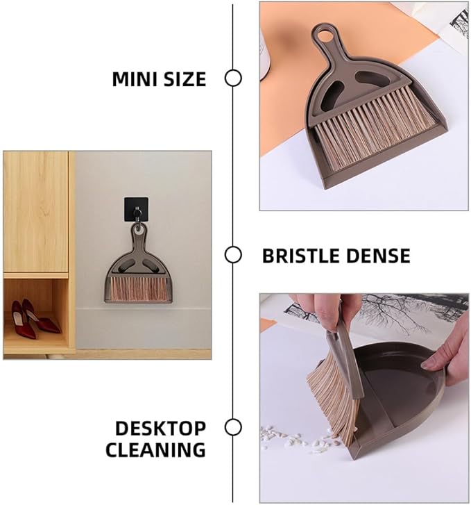 Mini Keyboard Cleaning Brush Set with Lightweight Plastic Broom and Dustpan, Portable Desktop Broom Kit with Hook for Storage, for Computer Keyboard and Pet Cleaning Supplies