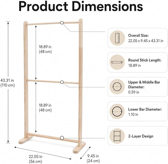 Wood Pet Clothing Display Stand, 2 Tiers Dog Closet Garment Rack Pets' Clothes Rail Holder Rack for Pet Apparel & Accessories