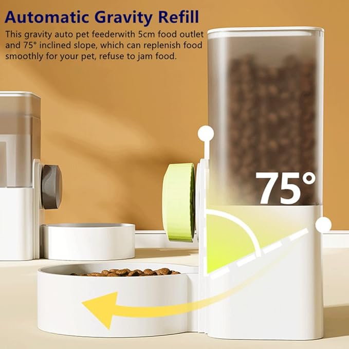 Automatic Replenish Pet Feeder, 1L Capacity Auto Gravity Cage Hanging Food Dispenser Set for Dog and Cat Small Animals, Removable Pet Food Bowl Food Container (Feeder, Grey)