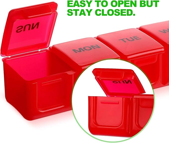 Pill Organizer 7-Day Weekly Pill Organizer | Portable Medicine, Daily Pill Cases for Pills/Vitamin/Fish Oil/Supplements