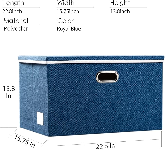 Extra Large Collapsible Storage Bins with Lids [3-Pack] Linen Fabric Foldable Storage Baskets Boxes Organizer Containers Cube with Cover for Bedroom Closet Office Nursery (22.8x15.75x13.8)