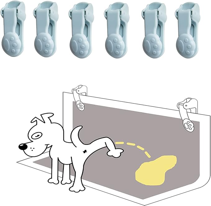 Dog Pee Pad Holders for Male Puppies, Potty Traning Pad Clips, Blue-6 Pack | Wall Clips for Male Dog or Leg-Lifting Puppy Indoor Toilet/Litter Box, for Small & Large Size Disposable/Reueable Wee Wee Pad