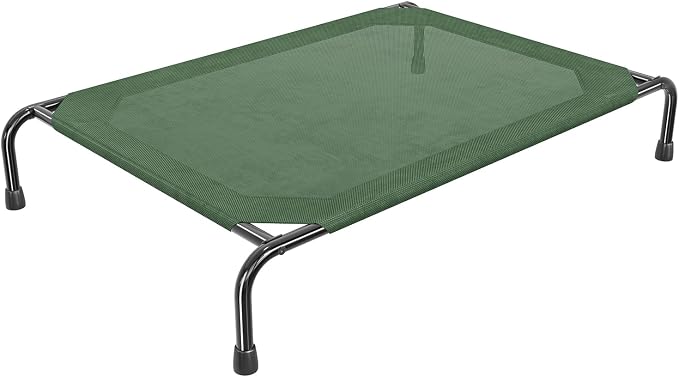 Simple Trending Outdoor Elevated Dog Bed, Cooling Raised Dog Cots, Green | Pet Bed for Large Dogs, Waterproof Cover, Breathable mesh, Non-Slip Feet, Suitable for Indoor or Outdoor Use, 47.75" x 30.5"