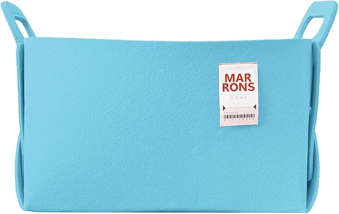 Collapsible Felt SKYBLUE Storage Bin Large 14.6"x9.4"x9.4" – Foldable Basket with Handles for Closet, Laundry Room Organization, Storage, Decorative Storage Bins for Shelves, Nursery