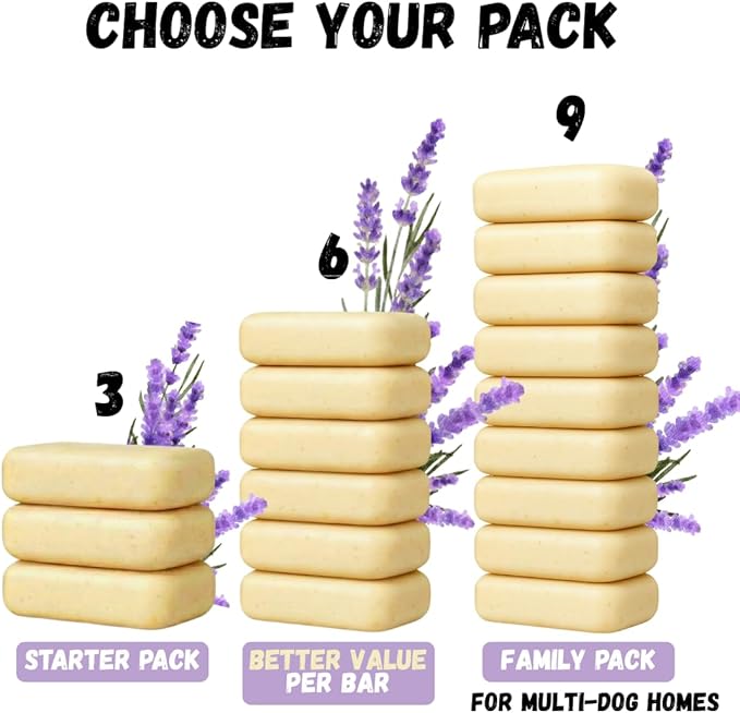 Kelebs Dog Shampoo | Allergies and itching | Dog Shampoo for Sensitive Skin | All Natural Dog Soap Bar with Lavender Oil & Oatmeal | Puppy Shampoo | No Plastic Vegan | 6PCS - Family Pack