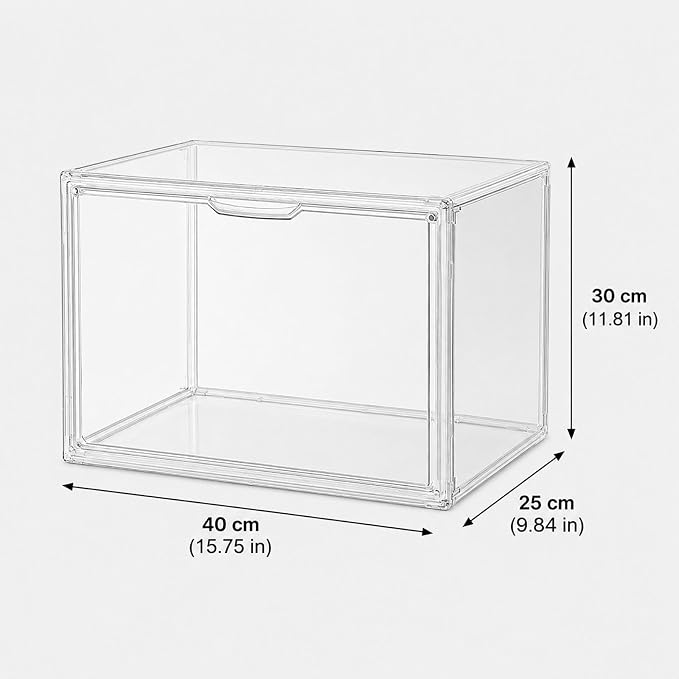 Clear PET Front Opening Doll Storage Boxes, Stackable Dustproof Plush Toy Organizer Bins, Transparent Stuffed Animal Display Case, for Kids Toys Collectibles Home Closet Organization(XX-Large)