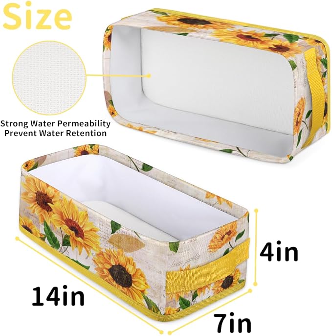 Sunflower Bright Letters Bathroom Storage Basket, Foldable with Handle Open Countertop Paper Towel Decorative Box, Toilet Tank Top Shelf Baskets for Home Closet Bedroom Living Room Office