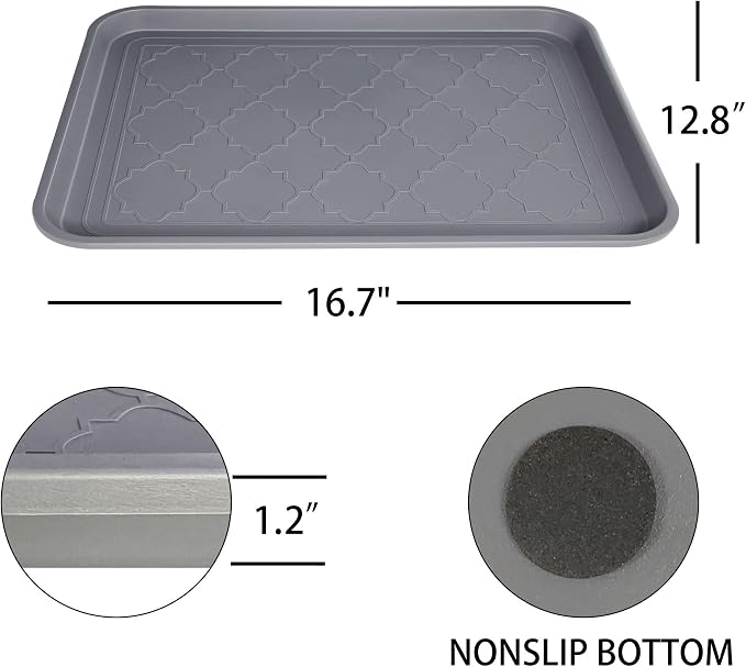 Boot Tray for Entryway Indoor, Heavy Duty Shoe Mat Trays 3 Packs, 16.7"x12.8" Waterproof Shoe Tray