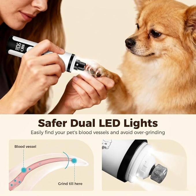 2026 Upgrade Silent Groom Pro Nail Grinder,Silent Groom Pro for Dogs,with LED Light & 3 Speeds,2000mAh Battery,Quick USB Charge (White)