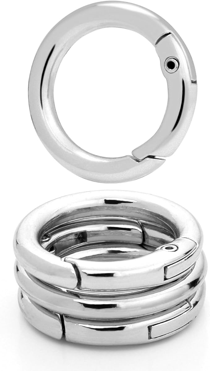 CooBigo 3/4 Inch Trigger Spring O Rings, Metal Round Carabiner Clip Snap Hook, Keyring Buckles for Replacement Purse Strap, Paracord Lanyard , Keychain Rings Hardware DIY Crafts Making 10pcs Sliver
