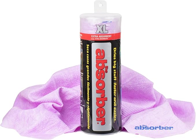 CleanTools The Absorber XL 18" x 29" - Synthetic Premium Drying Chamois Cloth for Cars and Trucks - Super Absorbent, Scratch-Free and Washable (Purple)