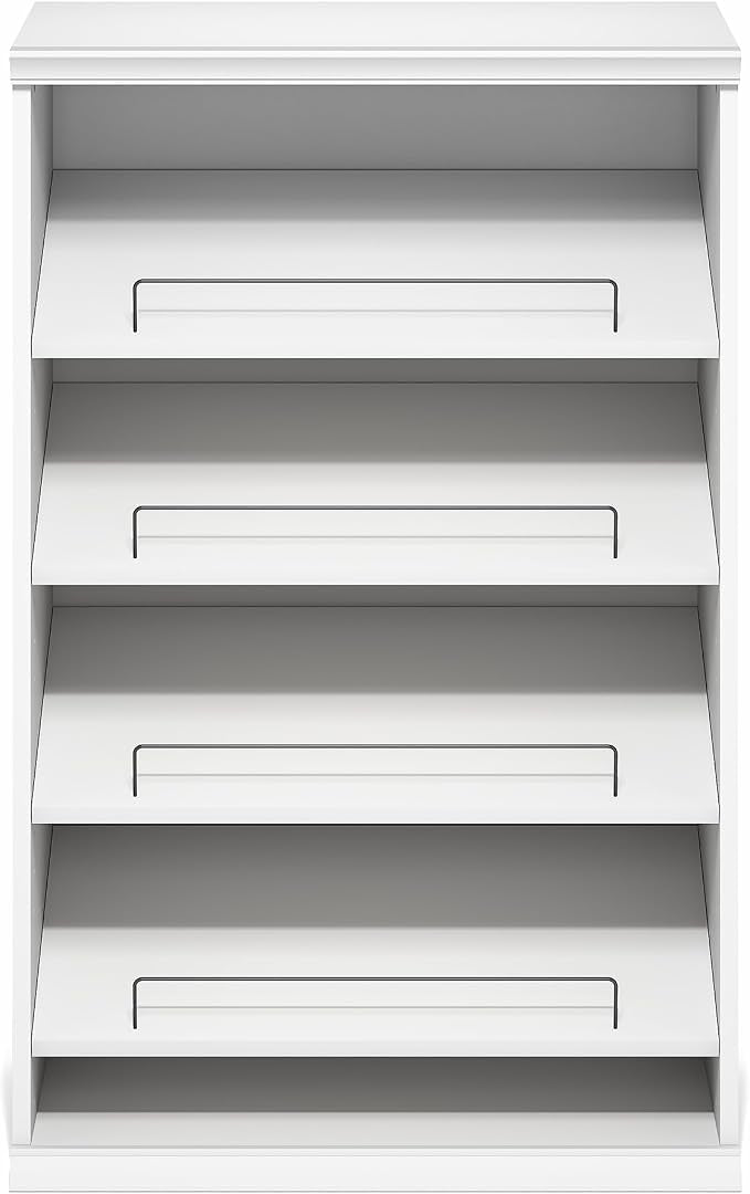 Furinno FANO Shoe Rack, 4-Tier Shoe Organizer, Closet Shoe Shelf with Angled, Adjustable Shelves, Stackable Shoe Storage, 15.9 x 23.6 x 36.2 for Wardrobe, Bedroom, Living Room, White
