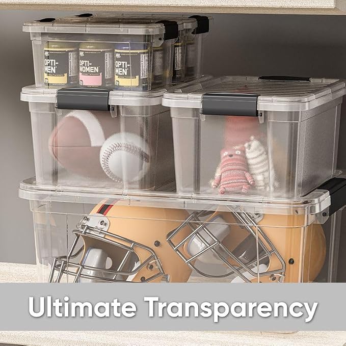 Superio 3.4 Quart Clear Plastic Storage Boxes with Lids, Stackable Organizer Containers, BPA-Free Storage Bins for Home, Office, School & Dorm, 3 Pack