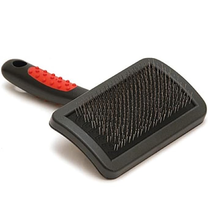 Jeffers Pet Hard Pin Universal Slicker Brush for Dogs, Cats, Horses – Firm Bristles Grooming Tool, Detangling, Tangle Free Coat, Mats, Shedding, Curved Head, Travel Friendly, Easy Storage - Small