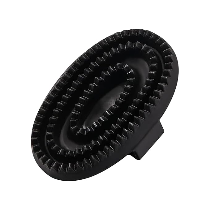 Rubber Curry Comb with Handle, Horse Grooming Brush & Shampoo Brush for Dogs, Cats & Horses, Pet Bathing & Shower Supplies