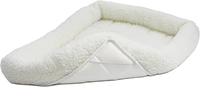 MidWest Homes for Pets QuietTime XXS Dog Bed - White Fleece Bolster, Ultra-Soft and Machine Washable, Fits 18-Inch Crates and Carriers, for Small Dogs and Cats