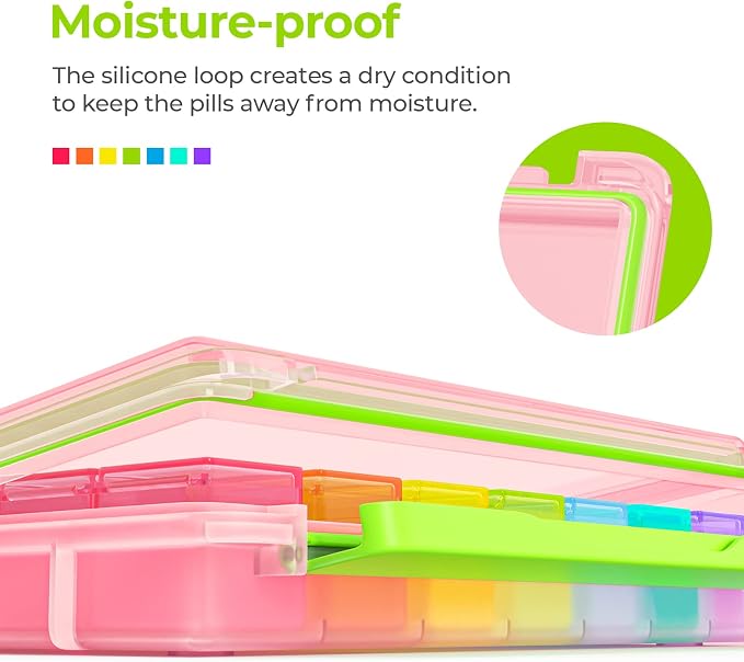 AUVON Large Moisture-Proof Weekly Pill Organizer 4 Times a Day, BPA-Free | 7 Day Pill Box Case with Portable Design for Travel, Removable Individual Containers Hold Vitamins, Supplements, Medications