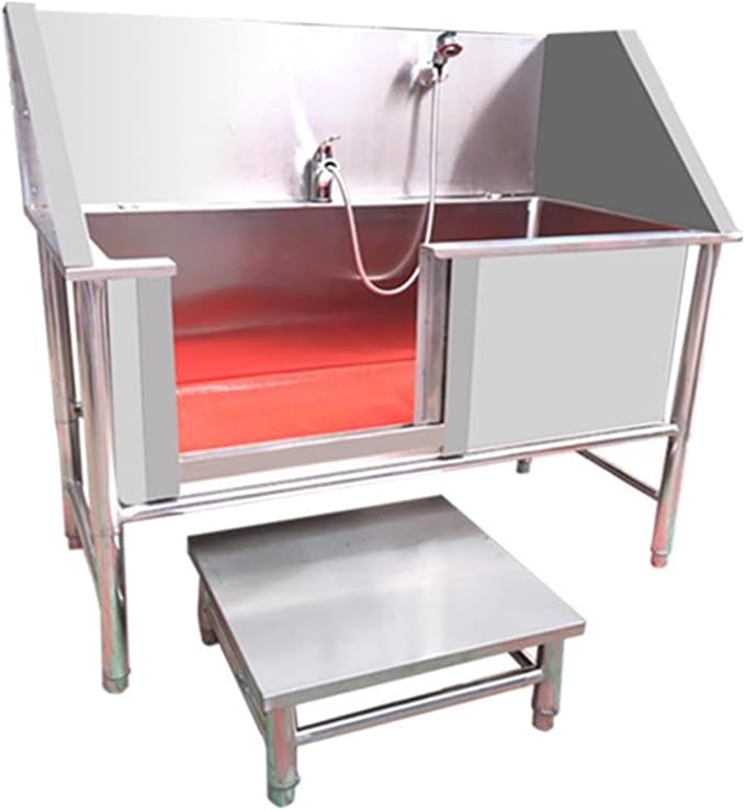 Professional Pet Grooming Tub with Faucet,Stainless Steel Dog and Cat Bathing Station for Washing and Showering.Silver-100cm/39.4in