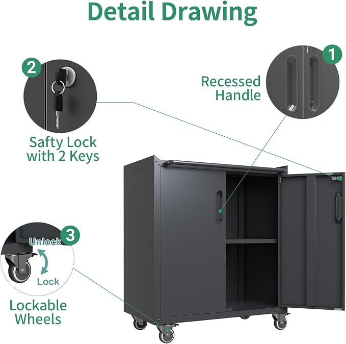 10-Piece Heavy Duty Steel Garage Cabinet System | All-in-One Modular Garage Cabinet Set for Ultimate Workshop Organization | Easy Assembly Garage Storage Cabinets & Tool Bench (Black)