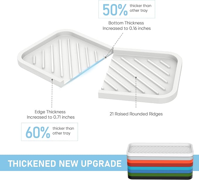 Silicone Sponge Holder-Large Thick Durable 10" Sink Organizer Tray-Kitchen