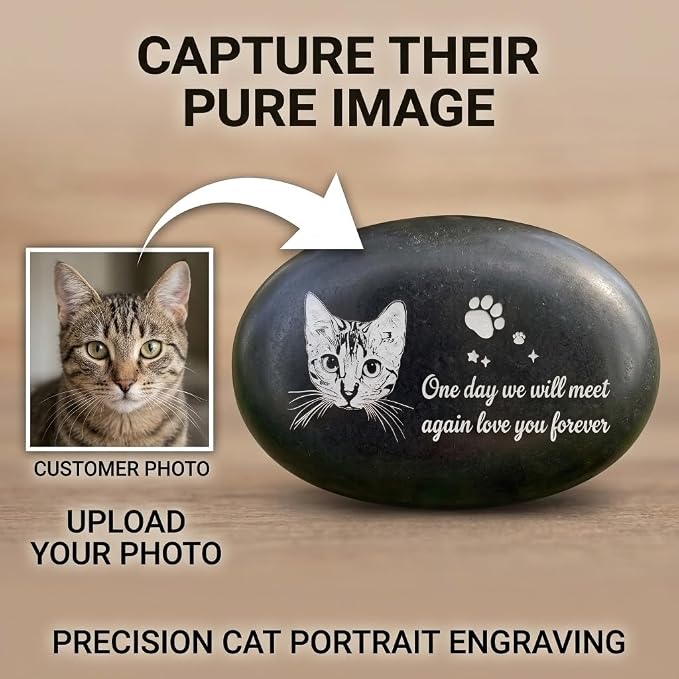 Personalized Pet Memorial Stones - Custom Deep Engraved Dog & Cat Headstone Grave Marker | Natural Stone Pet Marker with Name, Date & Quotes