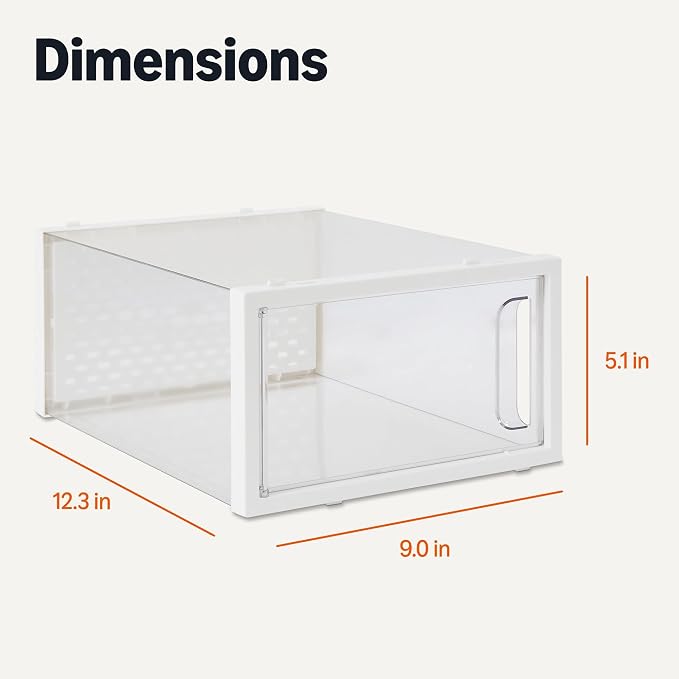 Amazon Basics Stackable and Foldable Clear Shoe Storage Organizer Box, Small, 12-Pack