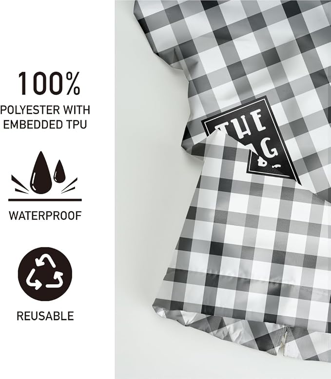 Plastic Bag Holder,Reusable And Washable Grocery Bag organizer,for Home Kitchen Travelling Camping Decor, use 1 Pack, Black White And Gray Checkerboard Pattern