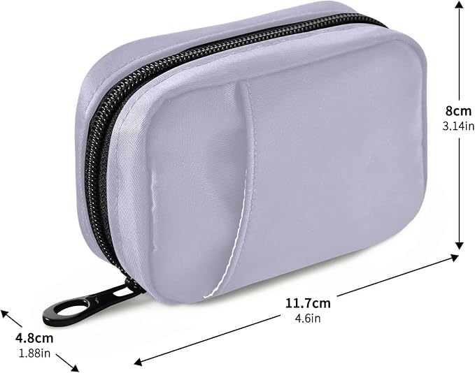 Pill Box 7 Day Case Travel Organizer Bag with Zipper Portable Weekly Compact Size for Vitamin Supplement Holder, Solid Color Lavender Purple, 4.6 x 3.14 1.88 Inch, 0.12 kilograms