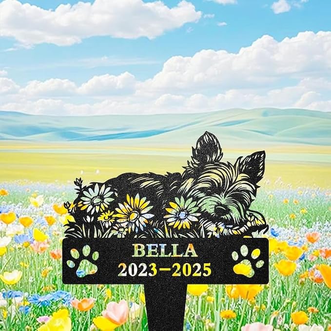 Personalized Yorkshire Terrier Memorial Garden Stake, Pet Grave Marker | Pet Memorial Gifts for Dogs, Grave Marker, Grave Decorations for Cemetery, Dog Dad Gifts, Back Yard, Garden Decor