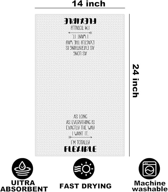 Hanamiya Na Funny Kitchen Towels 24x14 Inch, Sarcastic Sayings Reusable Dish Towels for Kitchen Bathroom Decor, Funny Waffle Weave Absorbent Hand Cloth Tea Towel, Sarcastic Gifts for Women Friend