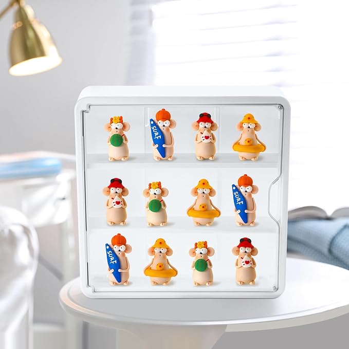 Honeydak 4 Pcs Clear Display Case for Figures Wall-Mounted Doll Storage Box 3Tiers Dust Proof Acrylic Figure Display Case with Magnetic Door for Collectible Mini Figures Toys 11.81 x 11.81 x 3.15 inch