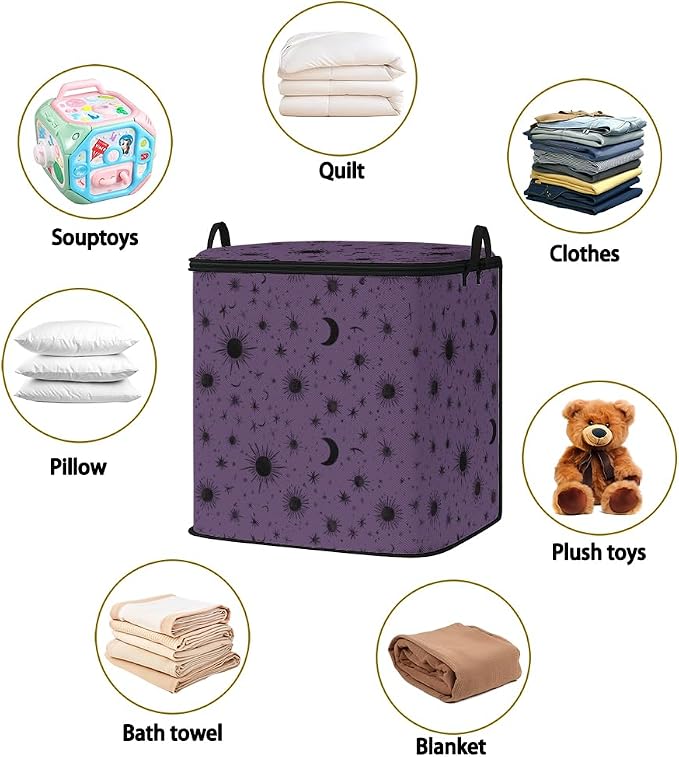 2pcs blanket storage bag for under bed,closet organizers 95L | clothing sweater sheet bedding comforter duvet quilt pillow toy storage bags with lids,dorm room essentials for containers