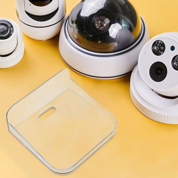 POPETPOP 2pcs Wall-Mounted Camera Bracket and Floating Shelf Set for Security, No-Drill Installation, Space-Saving Storage Rack for Home