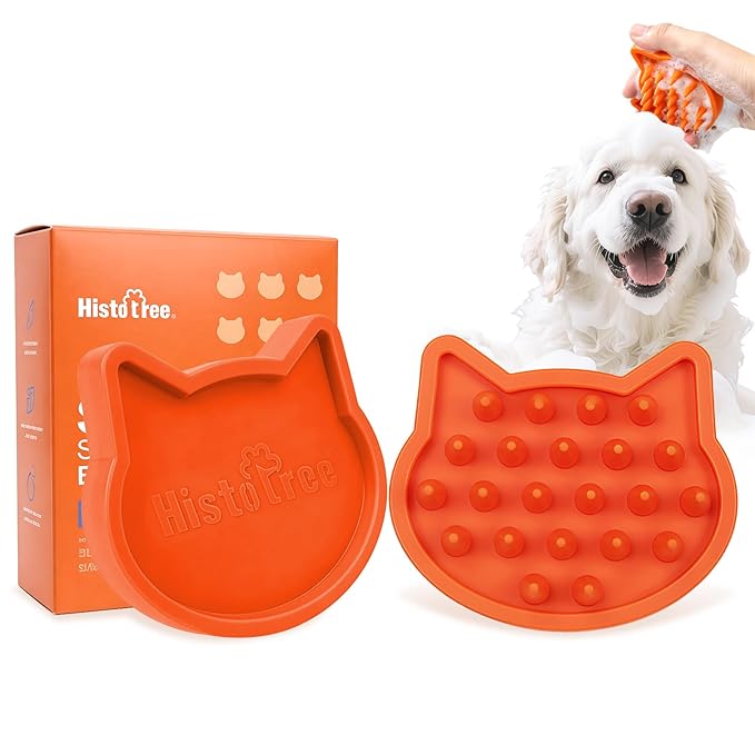 Orange Cat-Shaped Dog Bath Brush Dog Washing Brush Soft TPR Massage Shampoo Brush Pet Grooming Cleaning Tool for Small Medium Dogs and Cats Gentle Remove Loose Hair Deep Cleansing